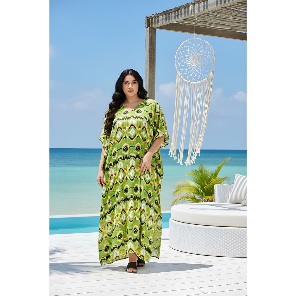 Plus Size Caftan Dresses for Women Polyester Loose Maxi Dress Stylish Party Wear